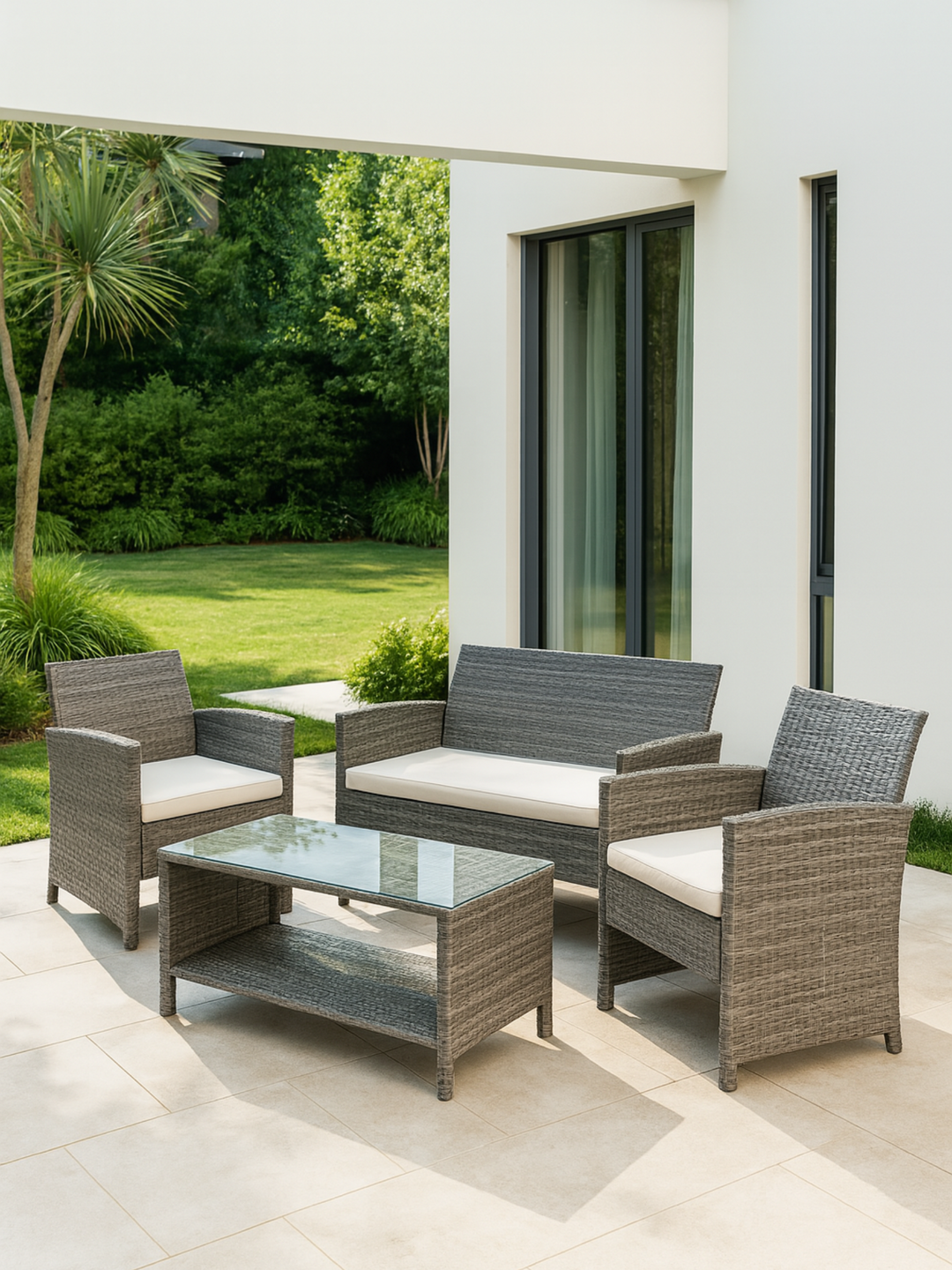 Hudson Grey 4 Seater Outdoor Lounge Set