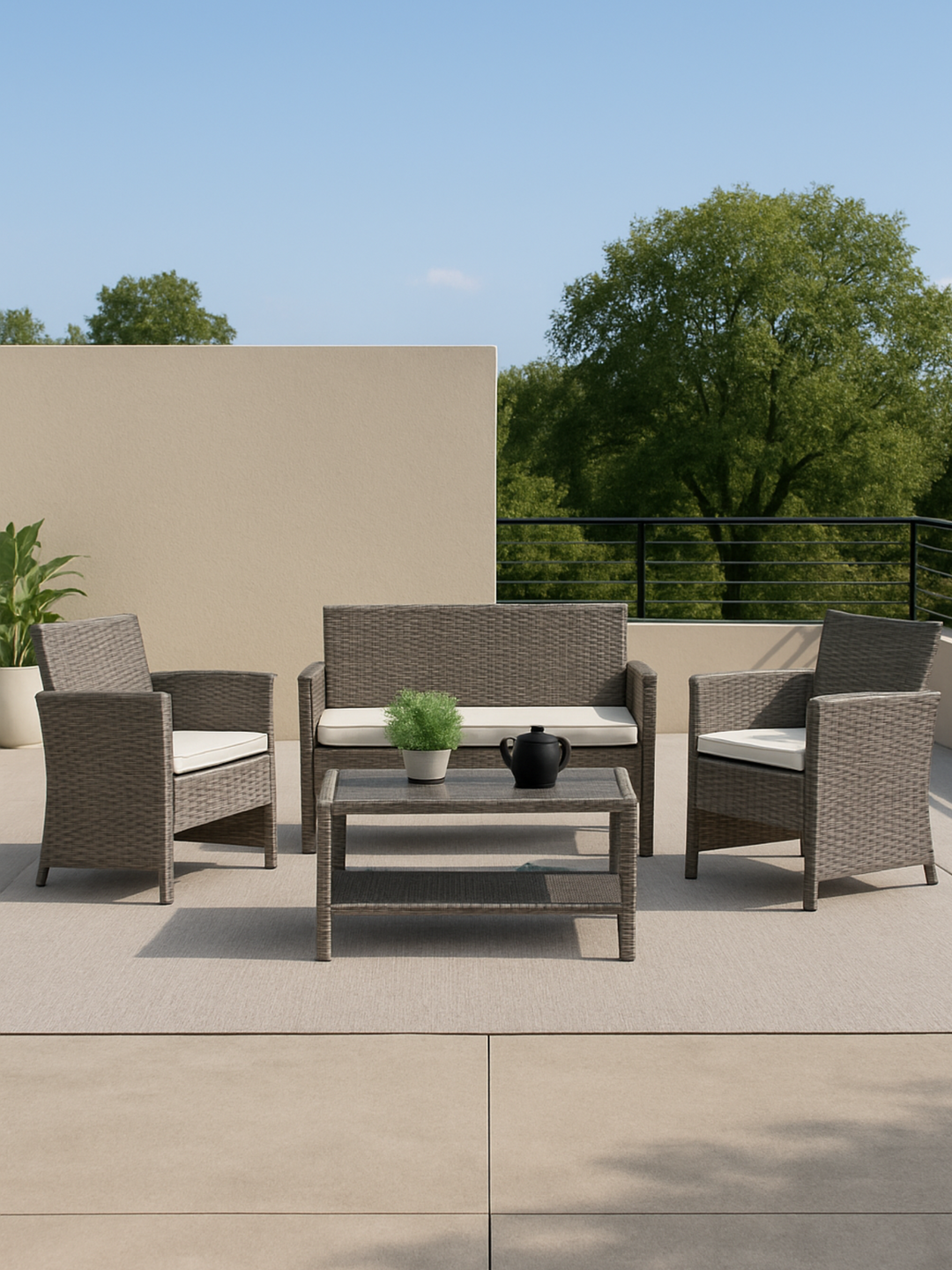 Hudson Grey 4 Seater Outdoor Lounge Set