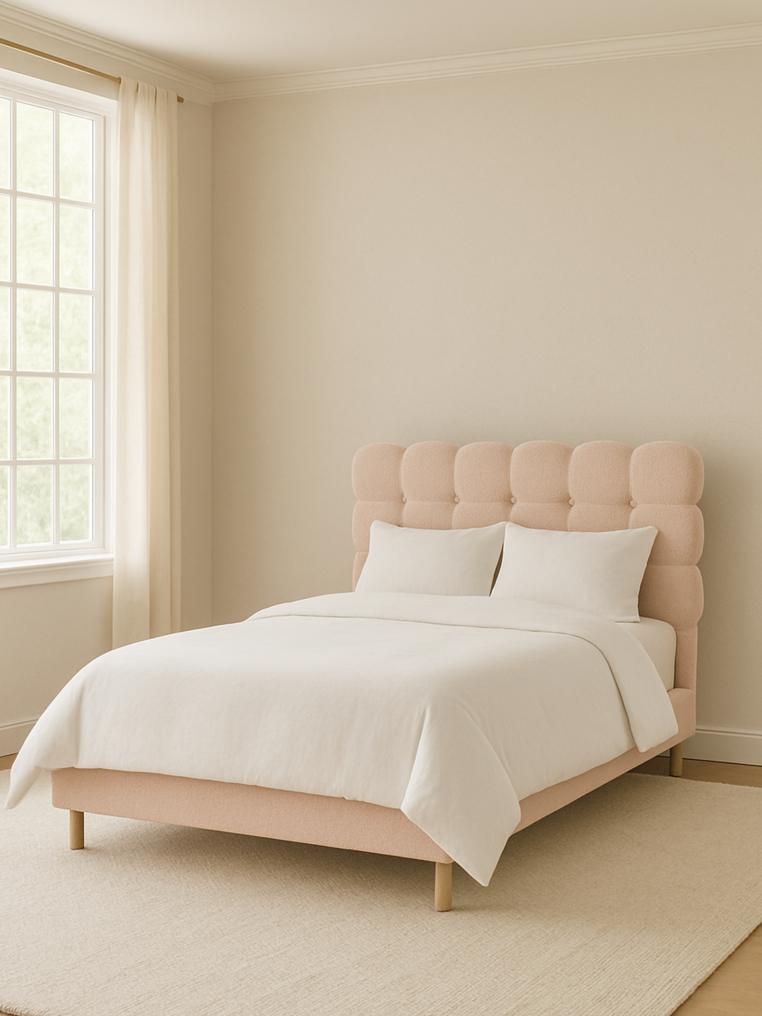 Alysha Pink Boucle Bed Frame