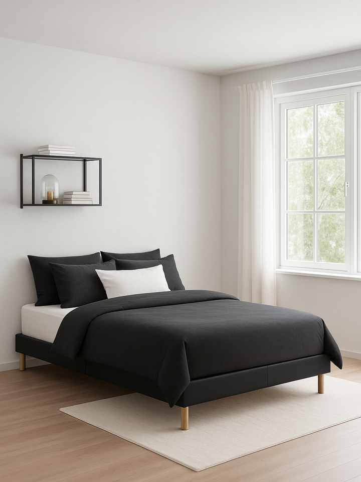 Felix Black Leather Bed Base
