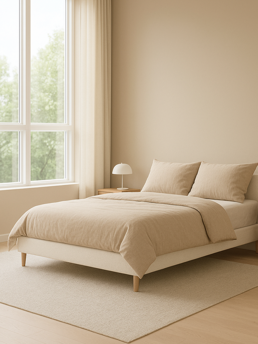 Emma Classic White Boucle Bed Base