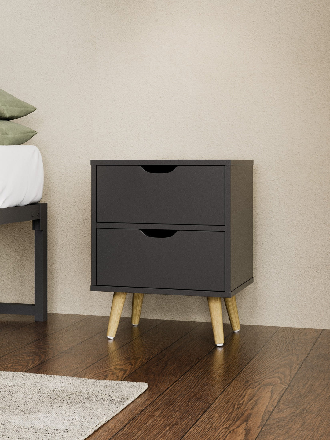 Chelsea Black Wooden Bedside Table