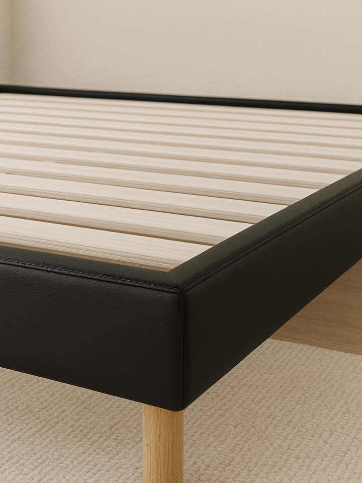 Felix Black Leather Bed Base