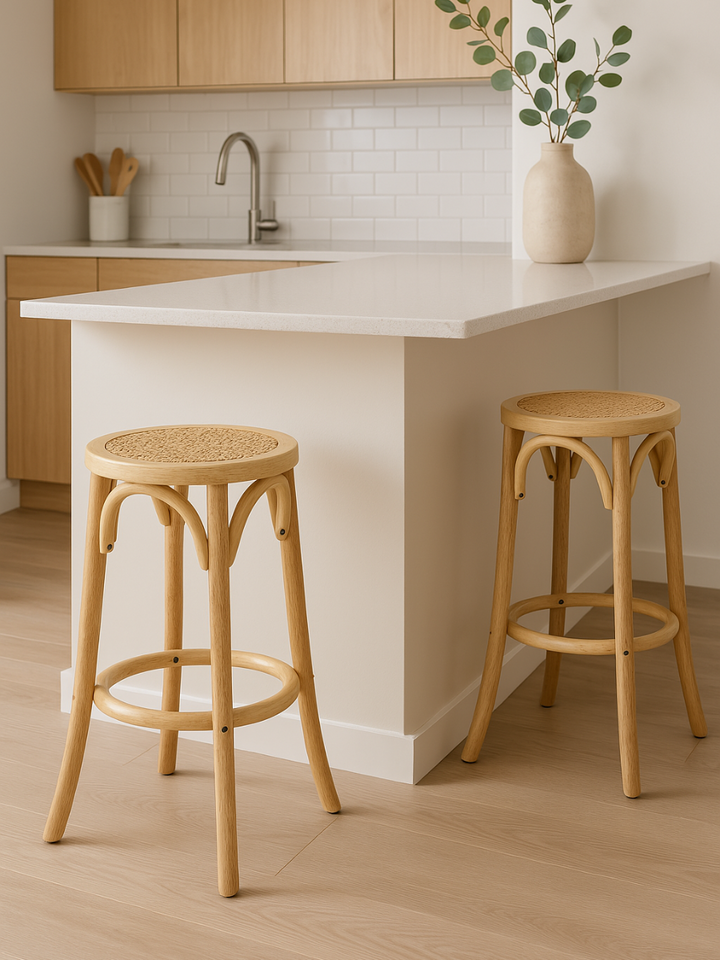 Haven Natural Rattan Bar Stool 2pcs