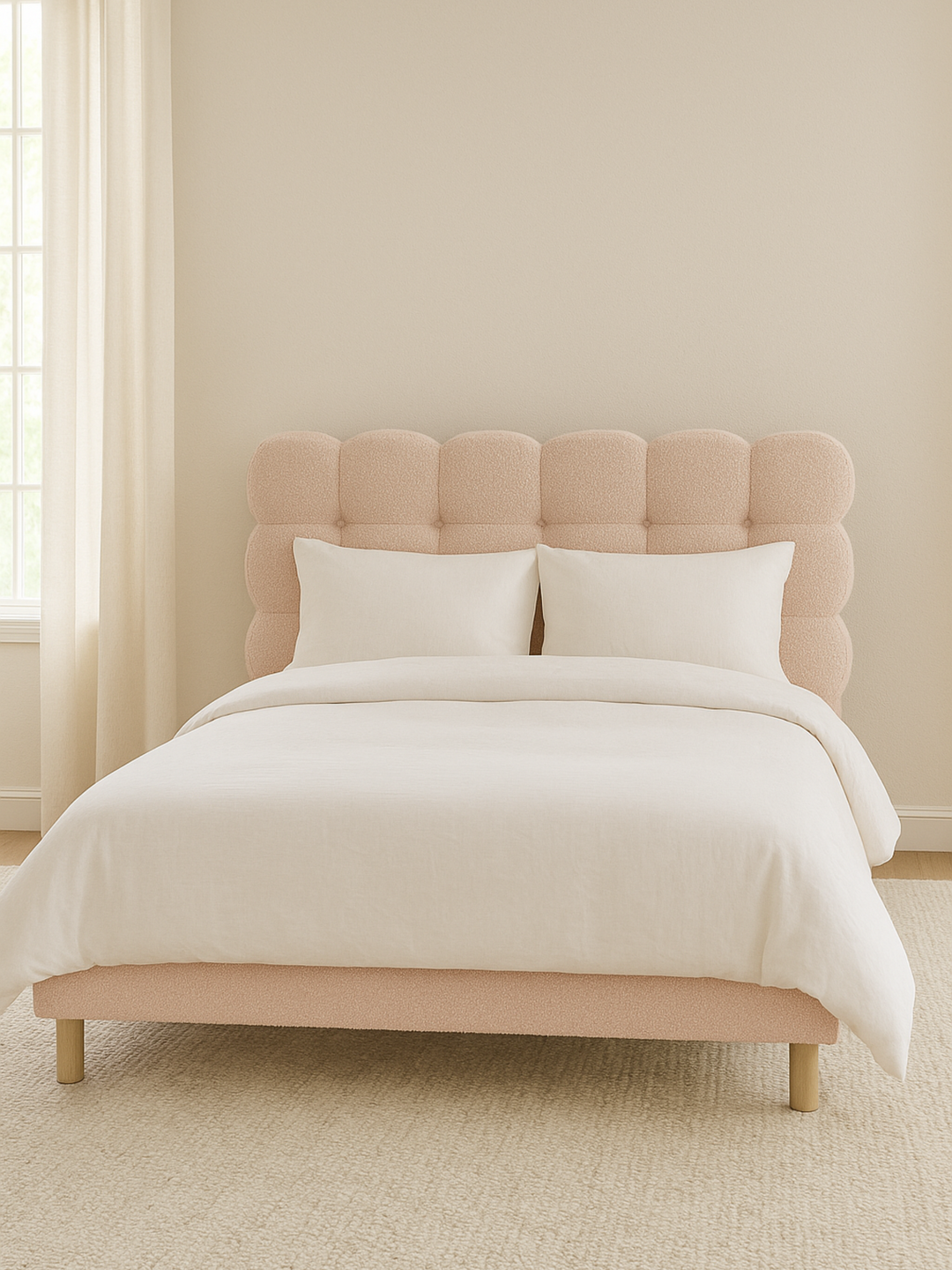 Alysha Pink Boucle Bed Frame