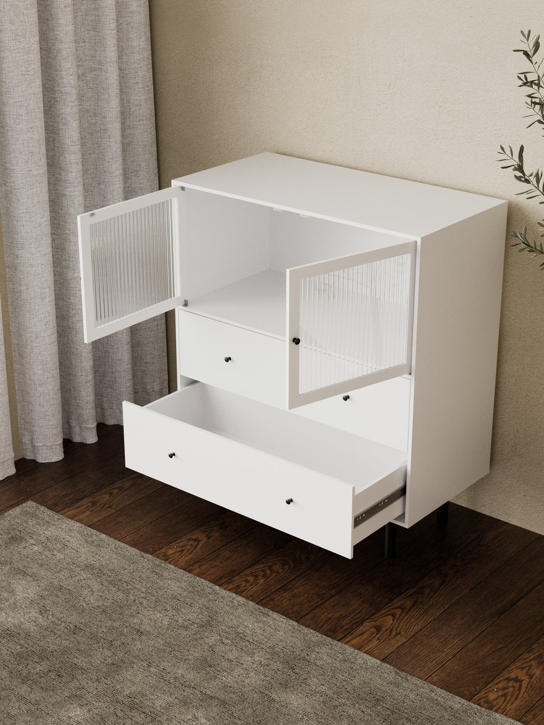 Bartlett White 2 Drawer Sideboard Cabinet