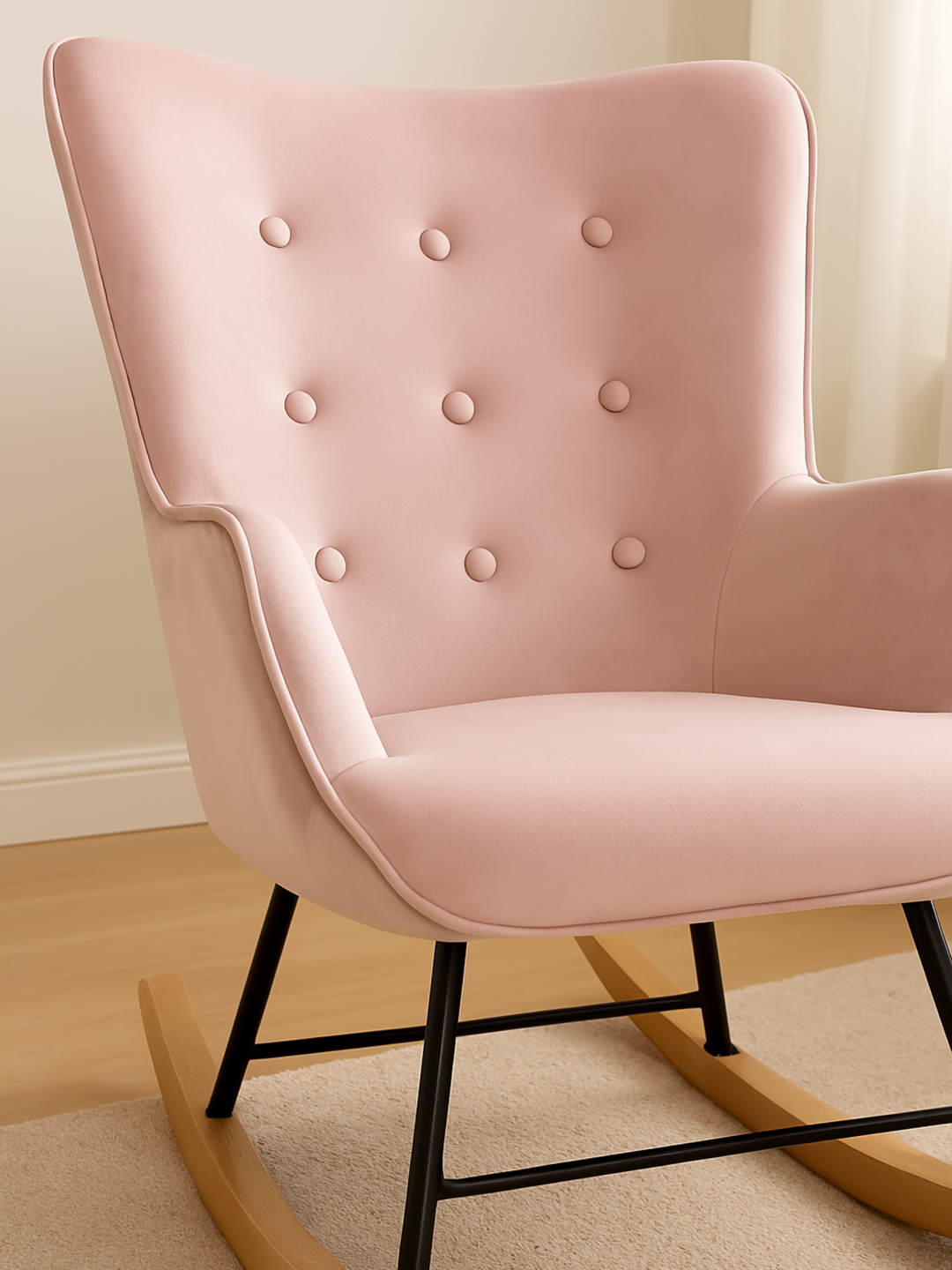Mia Dream Pink Velvet Nursery Rocking Chair