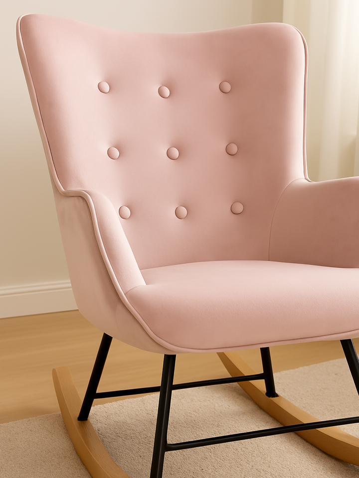 Mia Dream Pink Velvet Nursery Rocking Chair