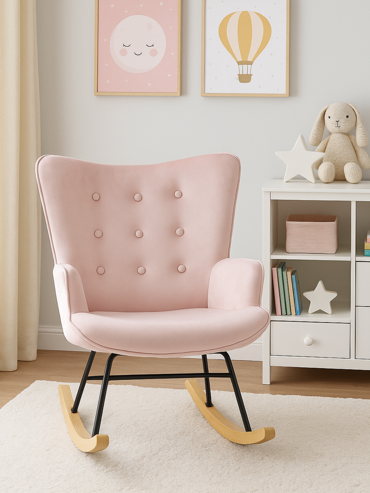 Mia Dream Pink Velvet Nursery Rocking Chair