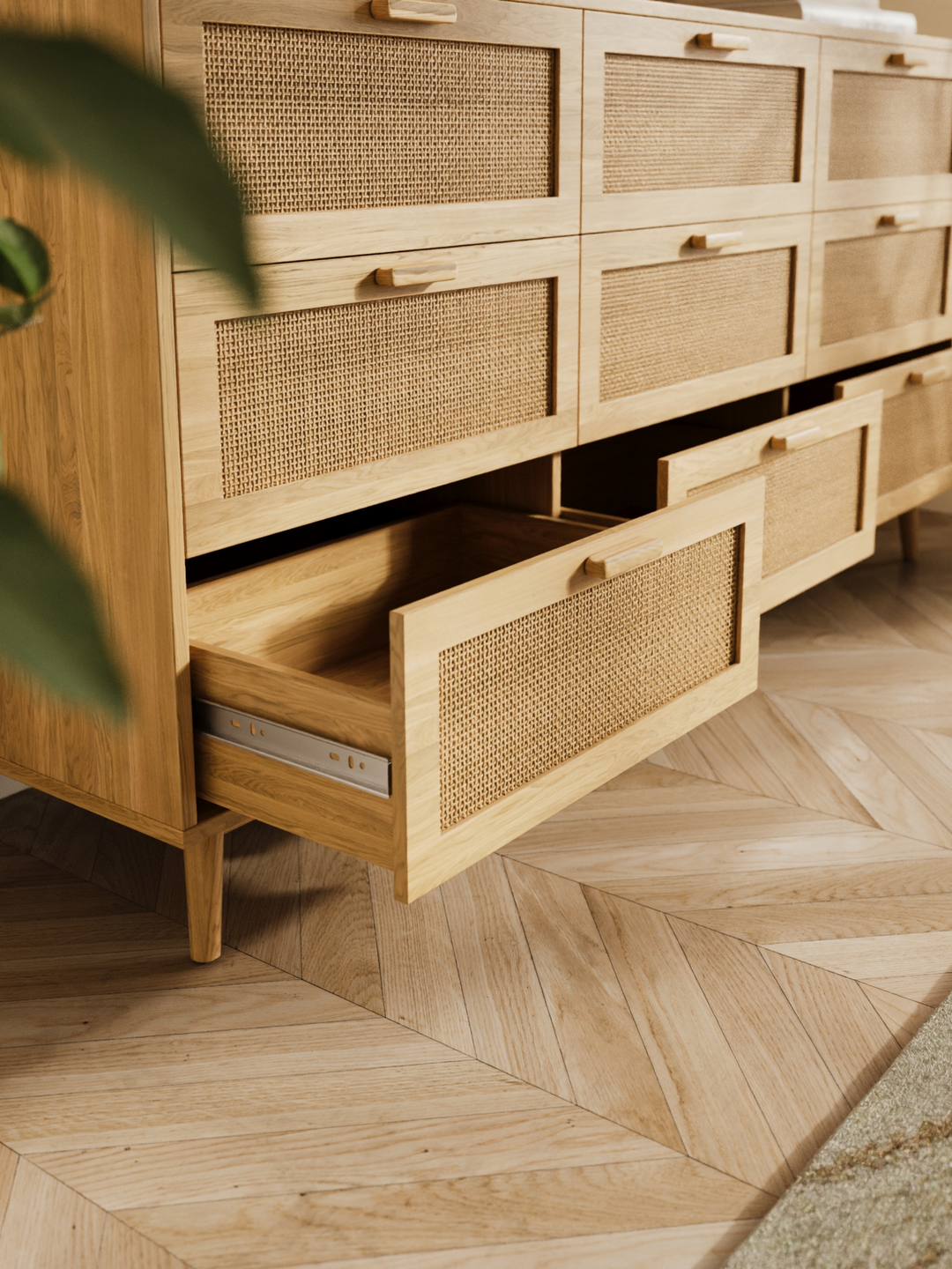 Tia Natural Rattan Lowboy 9-Drawer Dresser