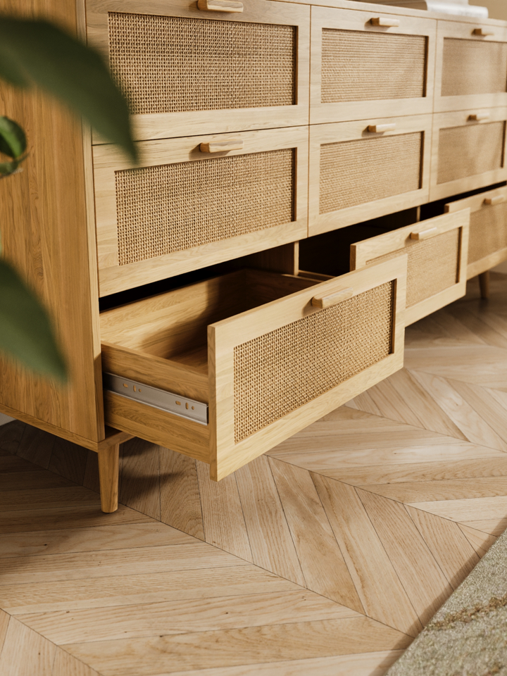 Tia Natural Rattan Lowboy 9-Drawer Dresser