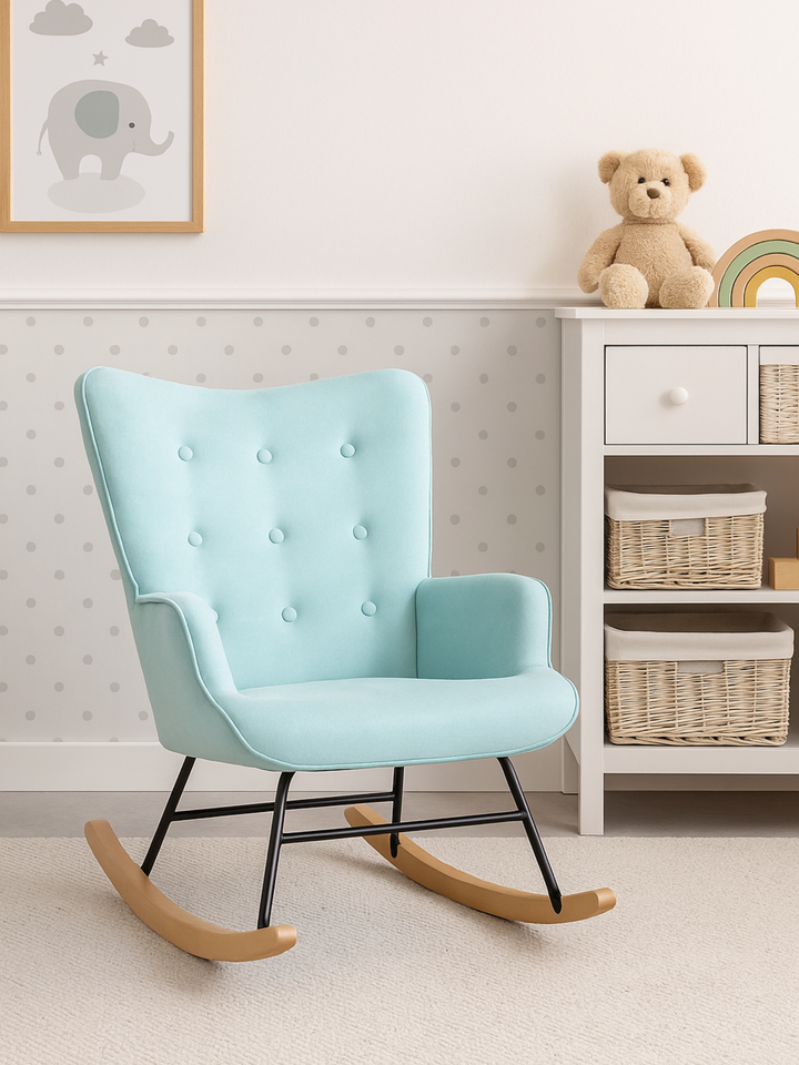 Luca Blue Linen Nursery Rocking Chair