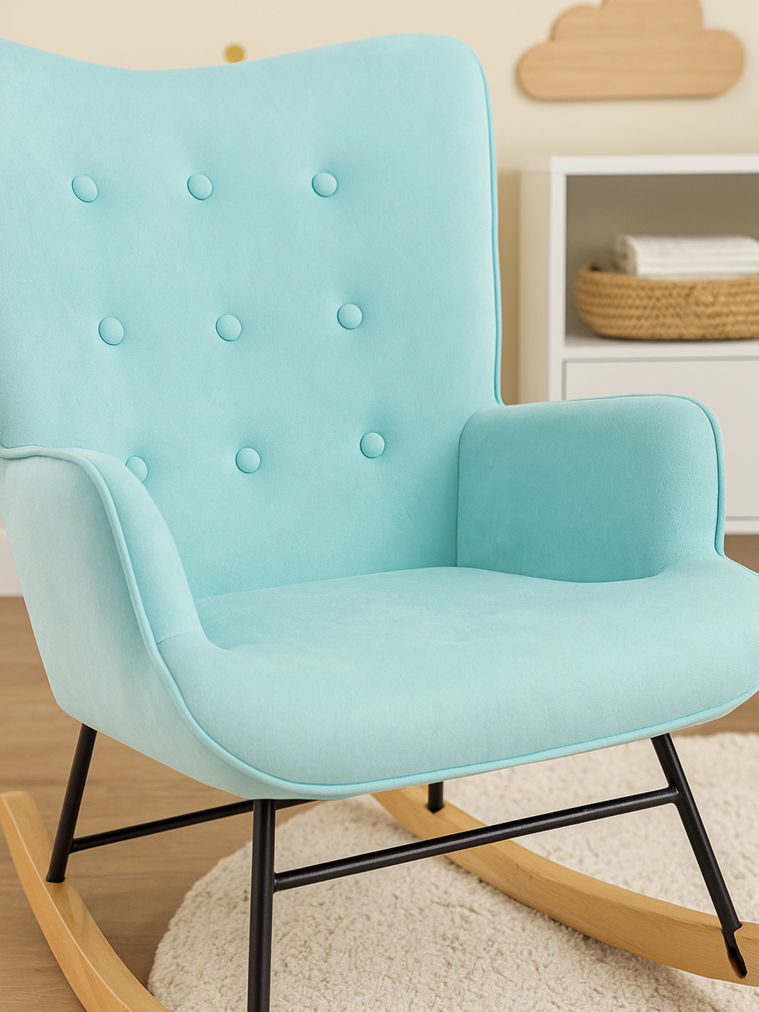 Luca Blue Linen Nursery Rocking Chair