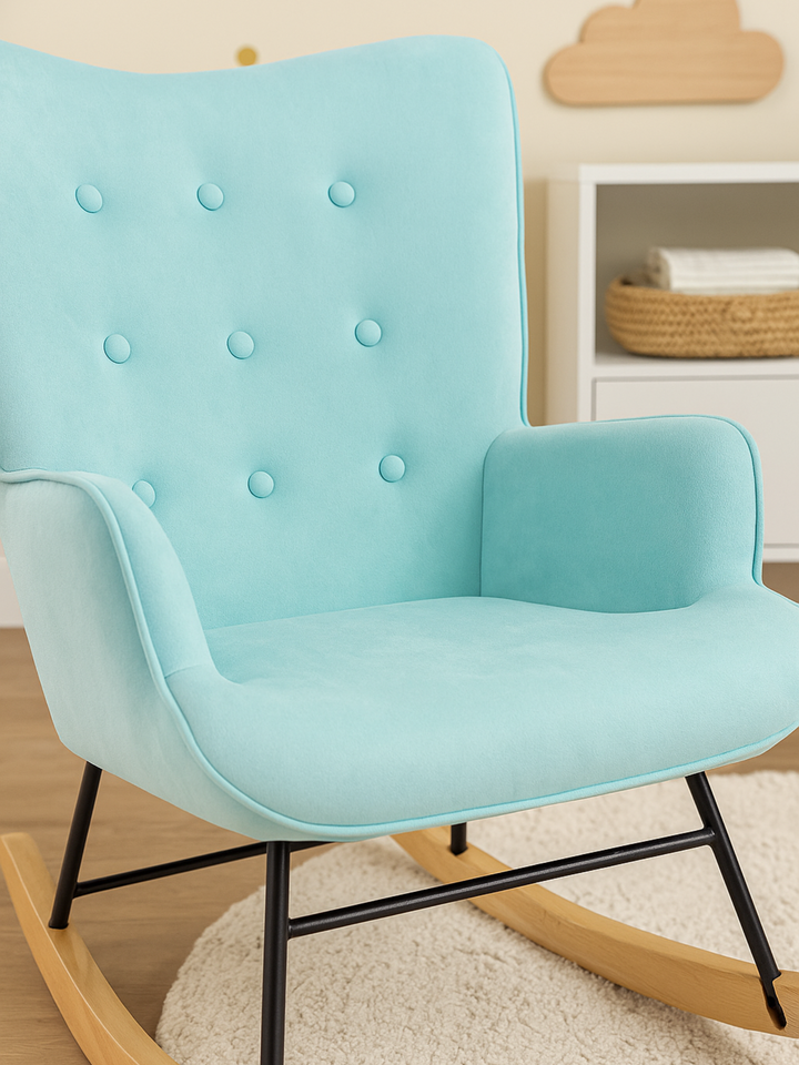 Luca Blue Linen Nursery Rocking Chair