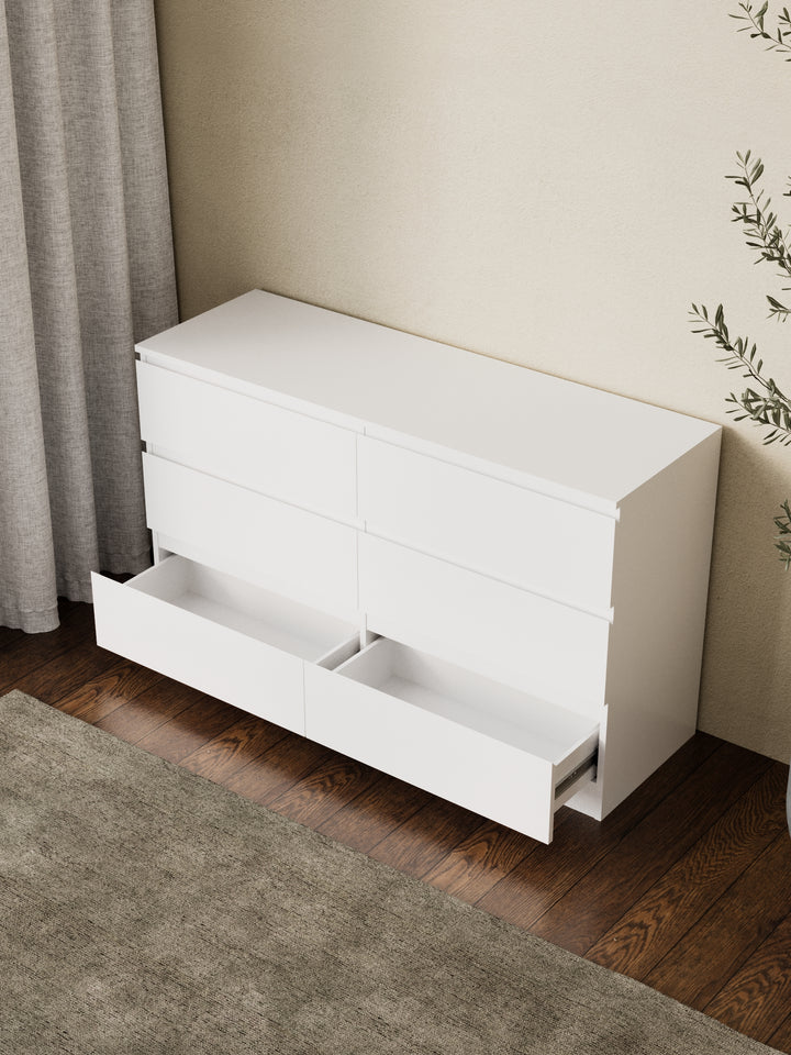 Grace White Modern 6-Drawer Dresser
