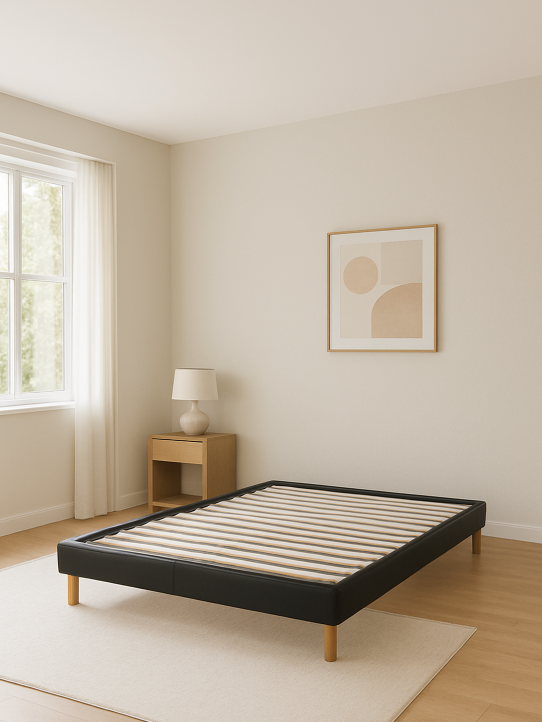 Felix Black Leather Bed Base