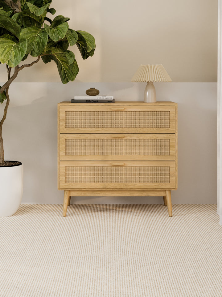 Rose Natural Rattan 3-Drawer Dresser