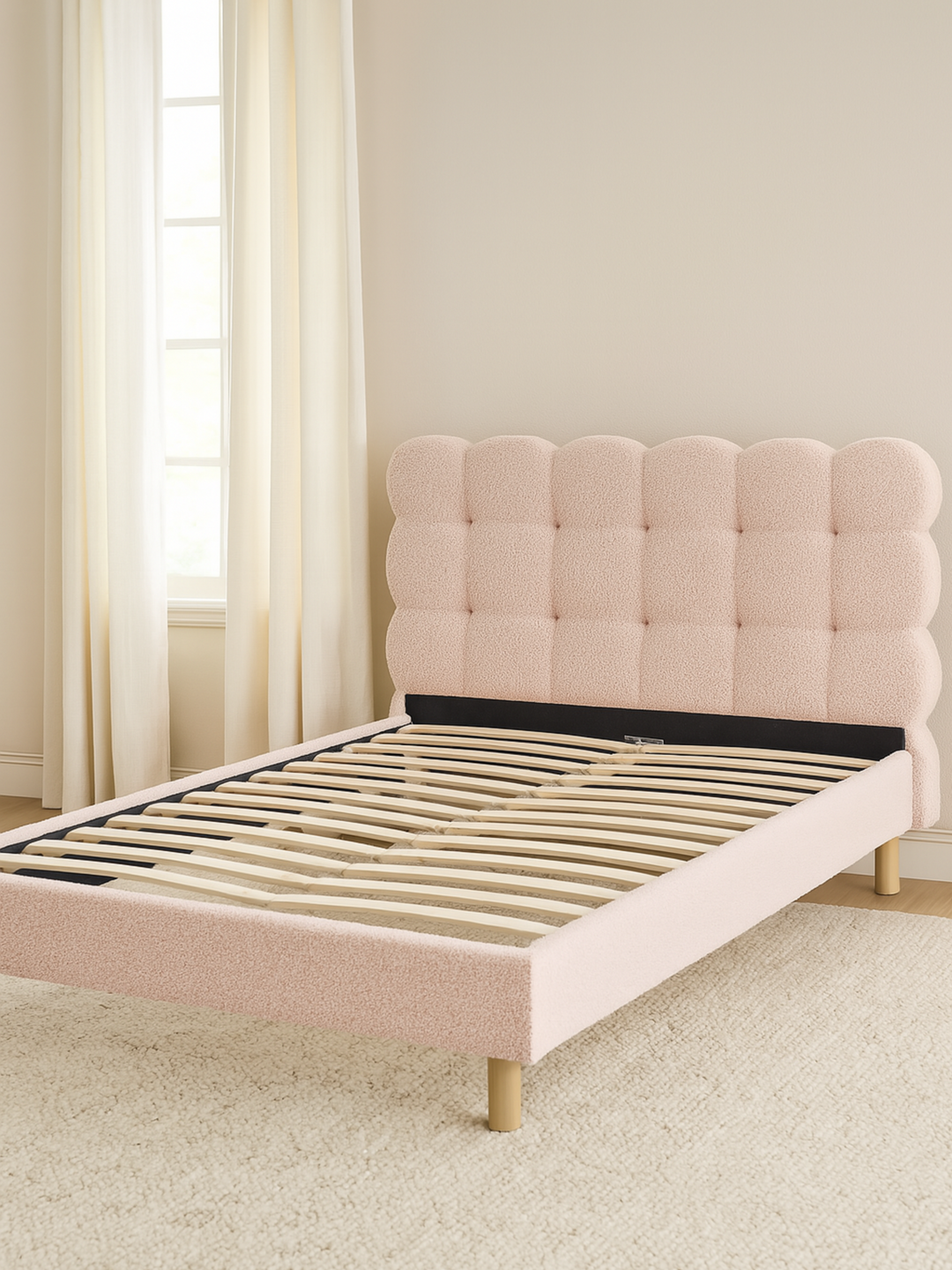 Alysha Pink Boucle Bed Frame