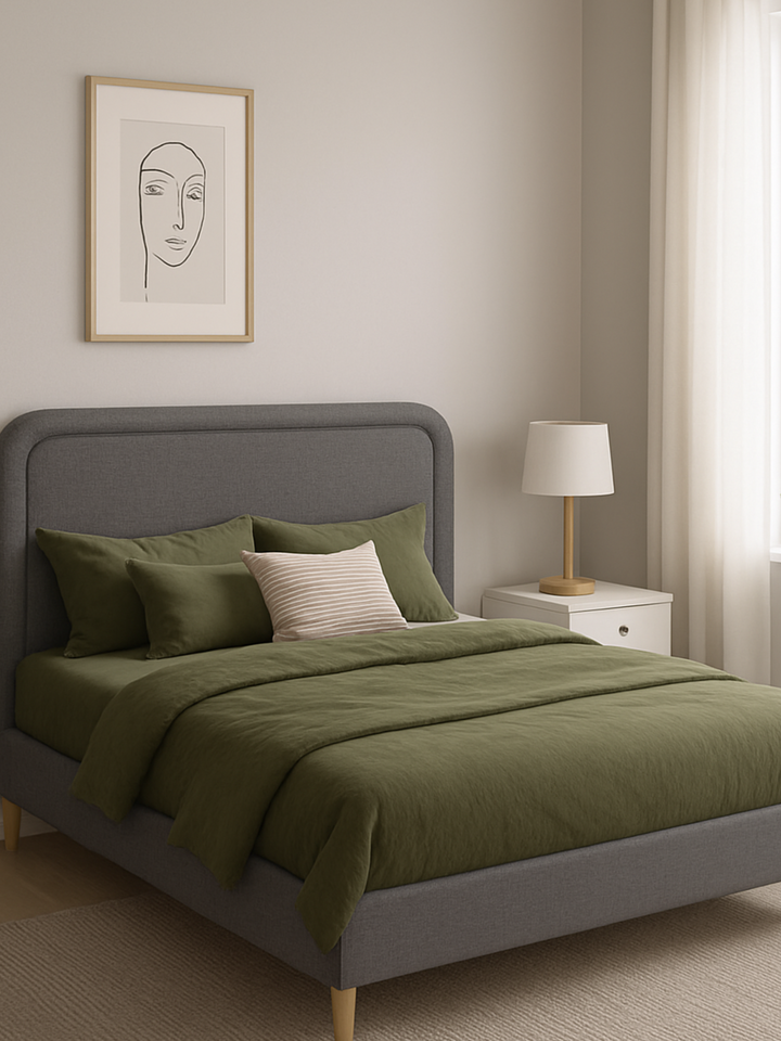 Nate Premium Grey Fabric Bed Frame