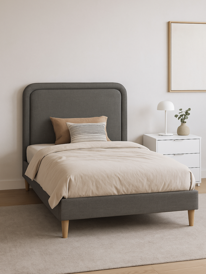 Nate Premium Grey Fabric Bed Frame