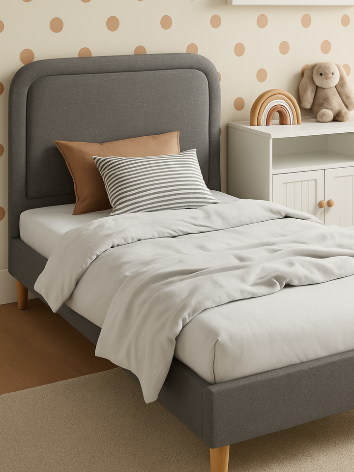 Nate Premium Grey Kids Single Bed Frame