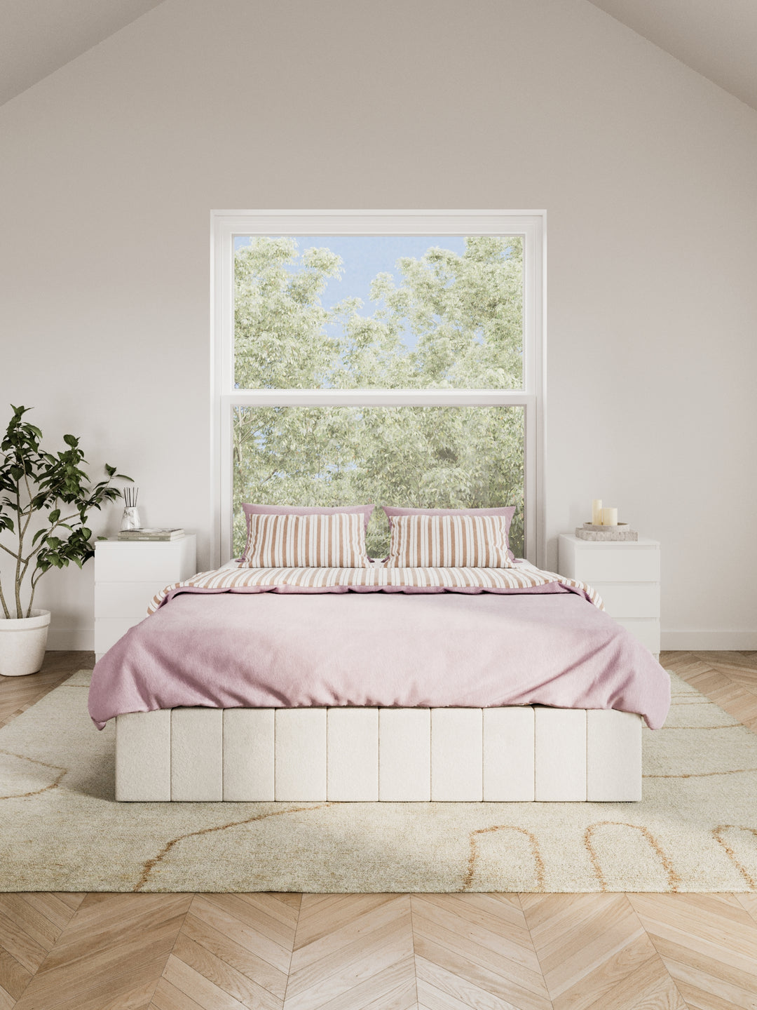 Amelia Cream Velvet Gas Lift Bed Base