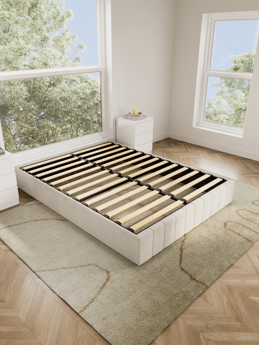 Amelia Cream Velvet Gas Lift Bed Base