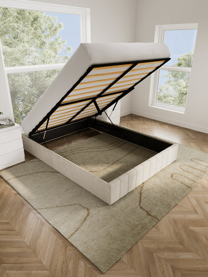 Amelia Cream Velvet Gas Lift Bed Base