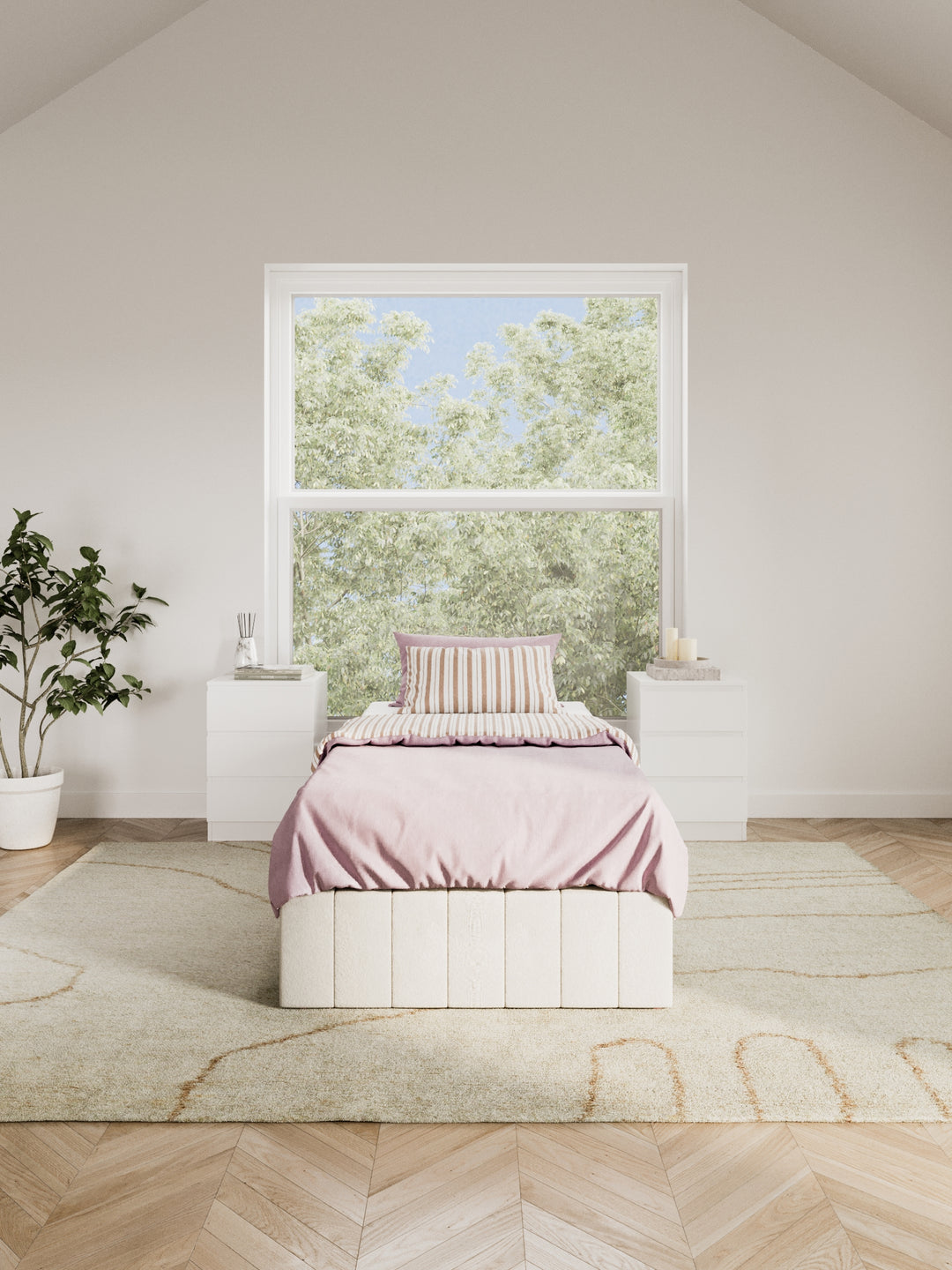 Amelia Cream Velvet Gas Lift Bed Base