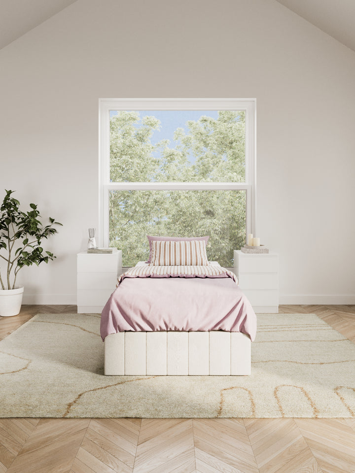 Amelia Cream Velvet Gas Lift Bed Base
