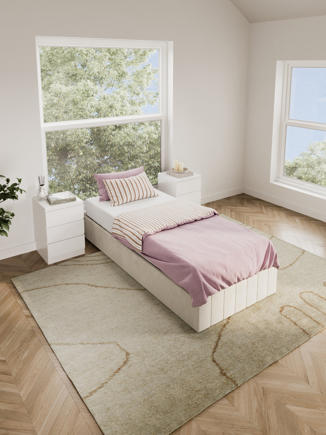 Amelia Cream Velvet Gas Lift Bed Base