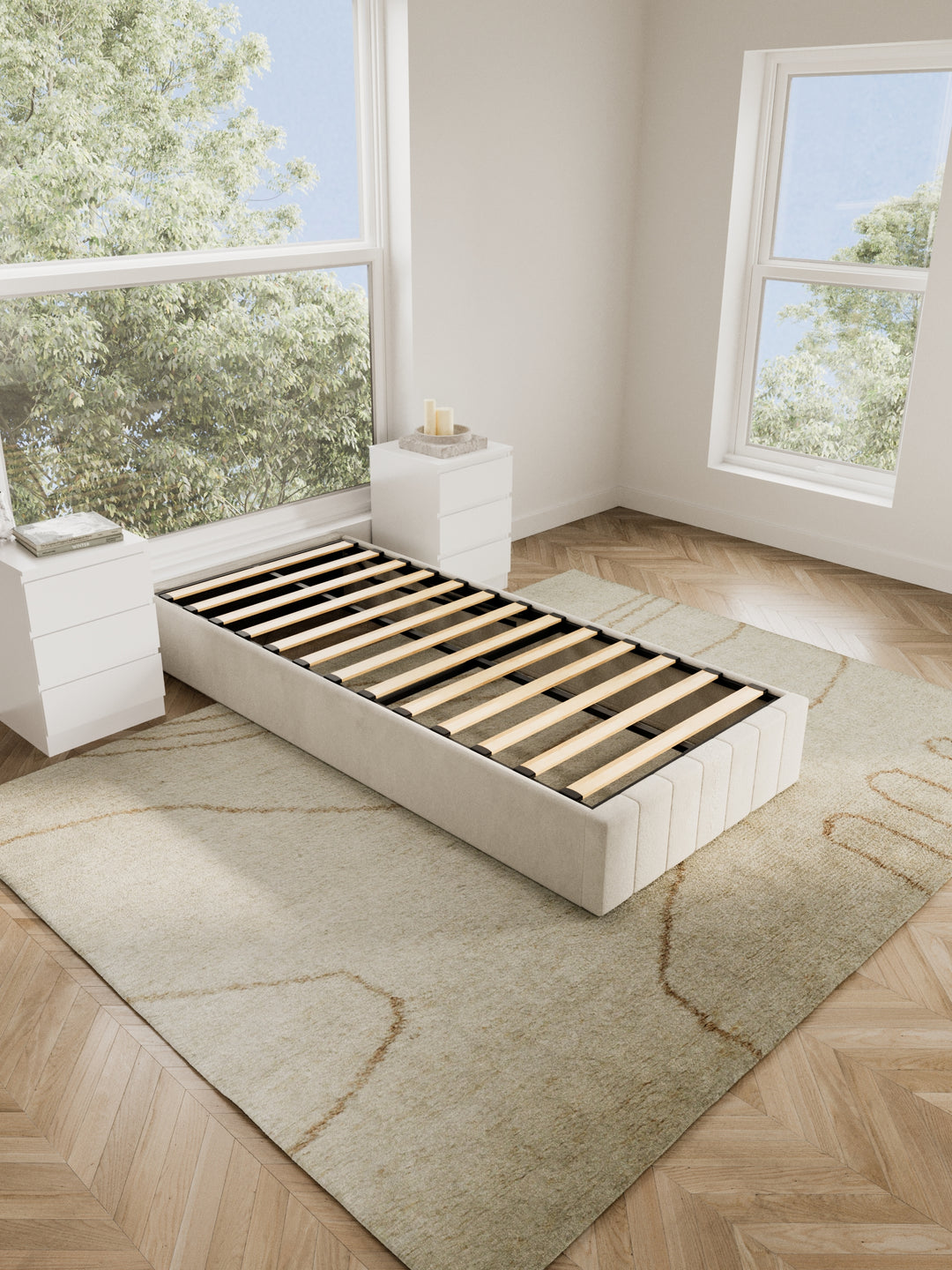Amelia Cream Velvet Gas Lift Bed Base