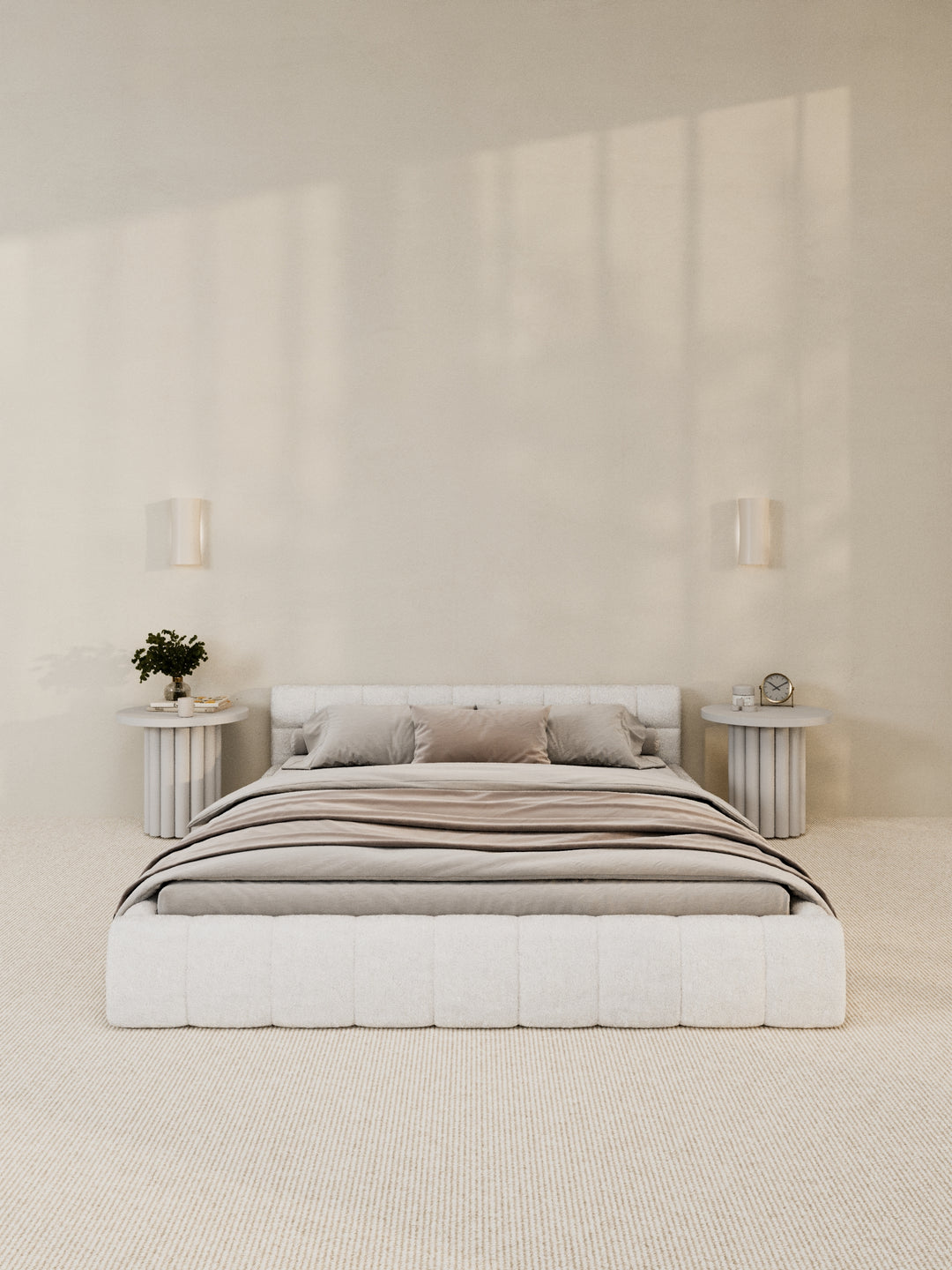 Marshmallow White Cloud Boucle Bed Frame