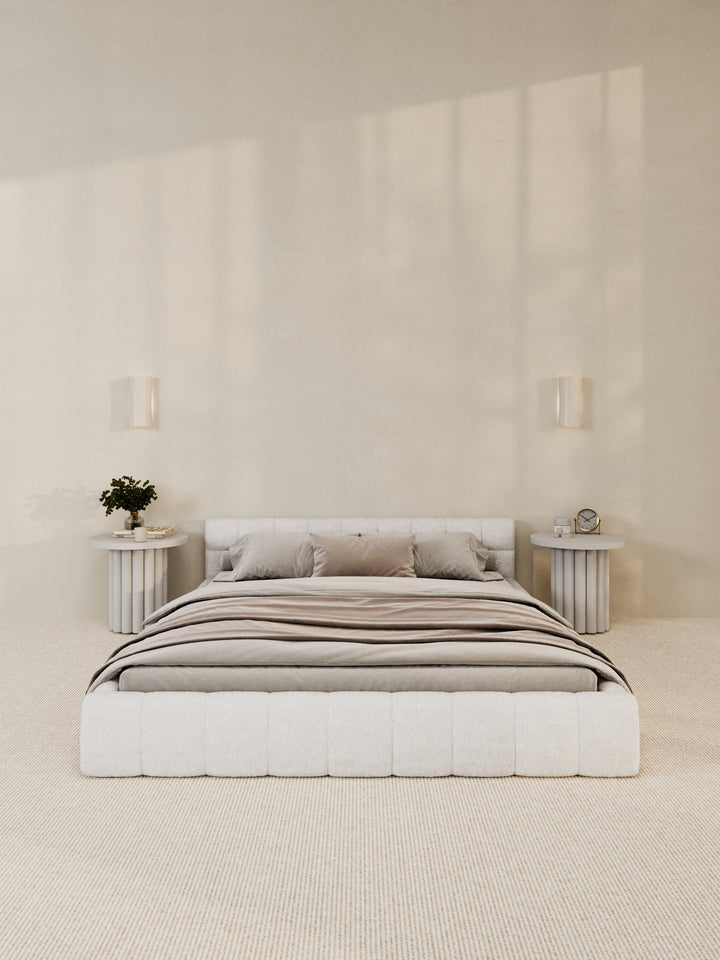 Marshmallow White Cloud Boucle Bed Frame
