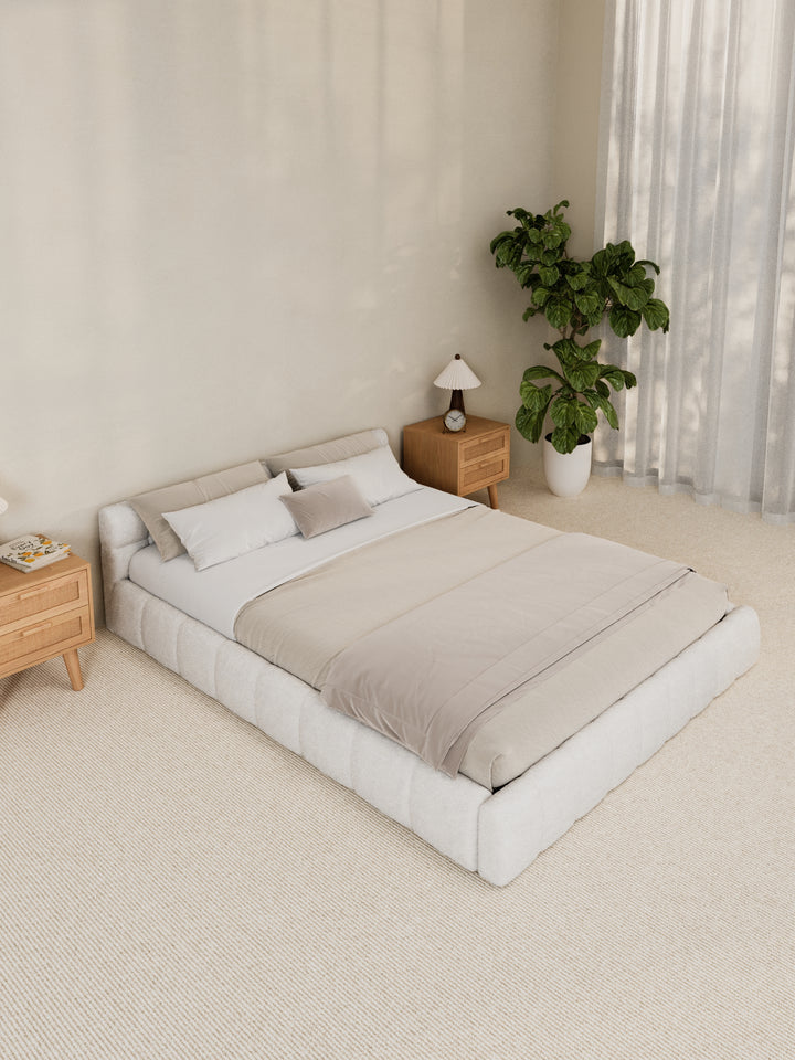 Marshmallow White Cloud Boucle Bed Frame
