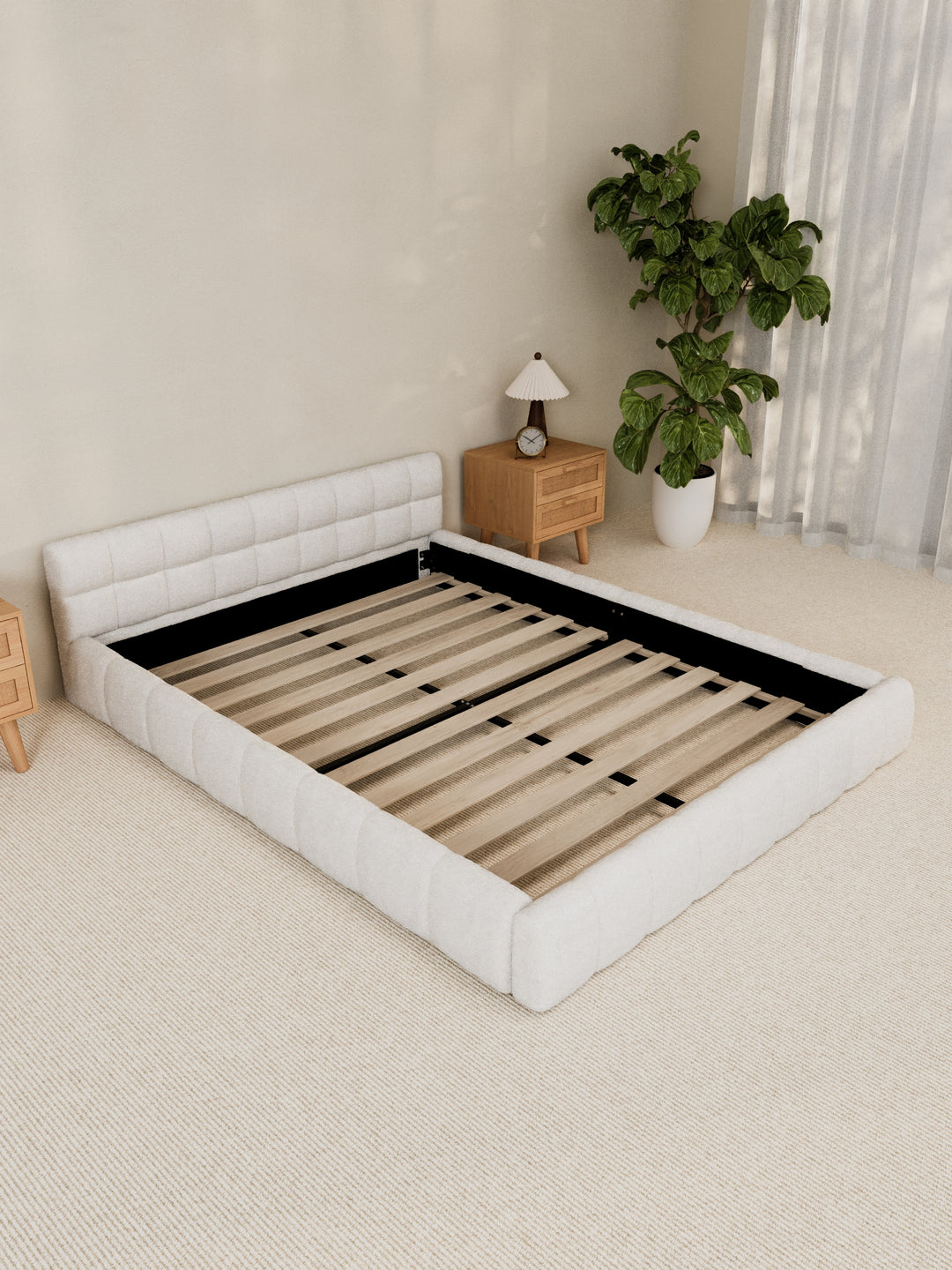 Marshmallow White Cloud Boucle Bed Frame