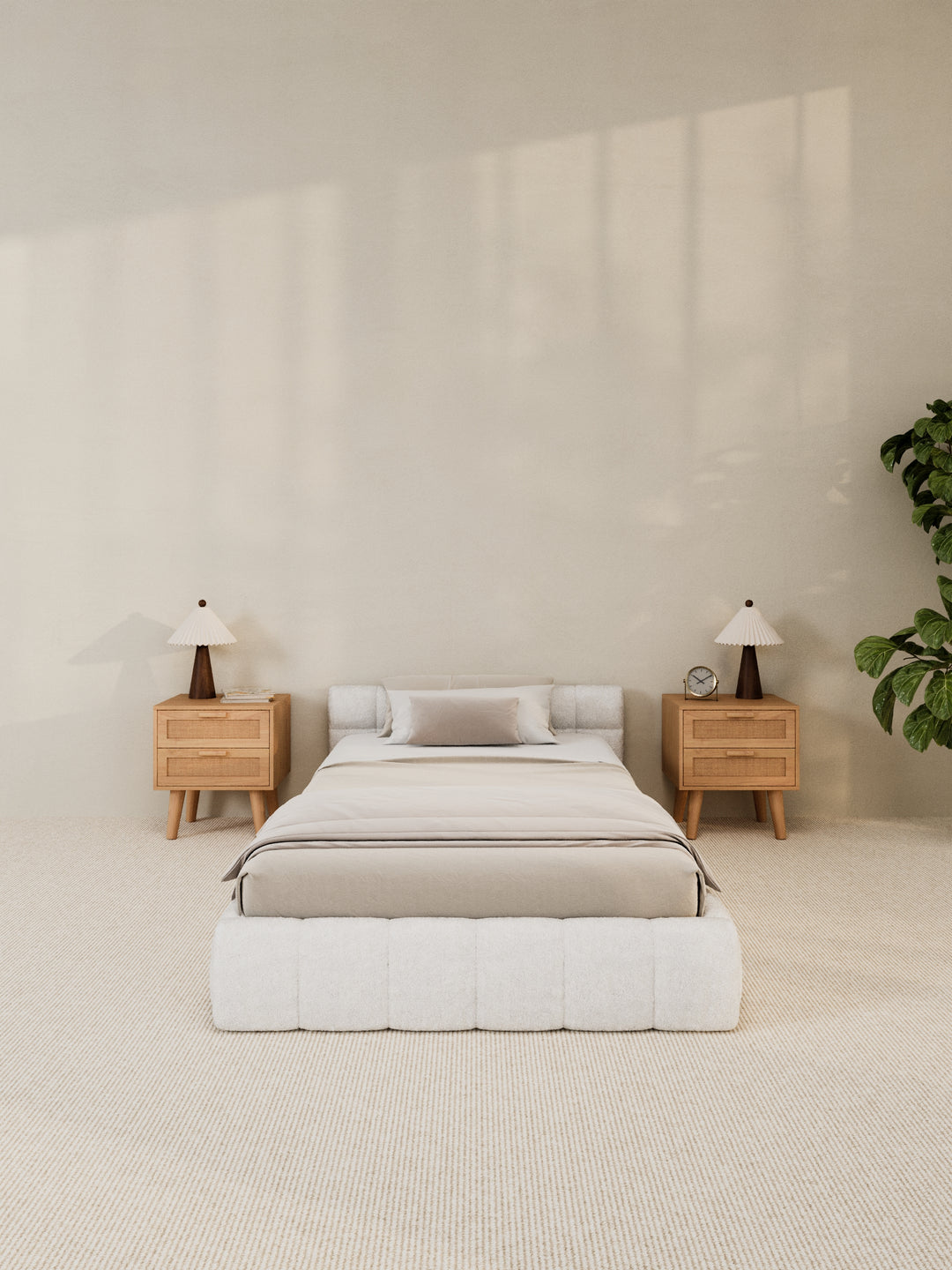 Marshmallow White Cloud Boucle Bed Frame
