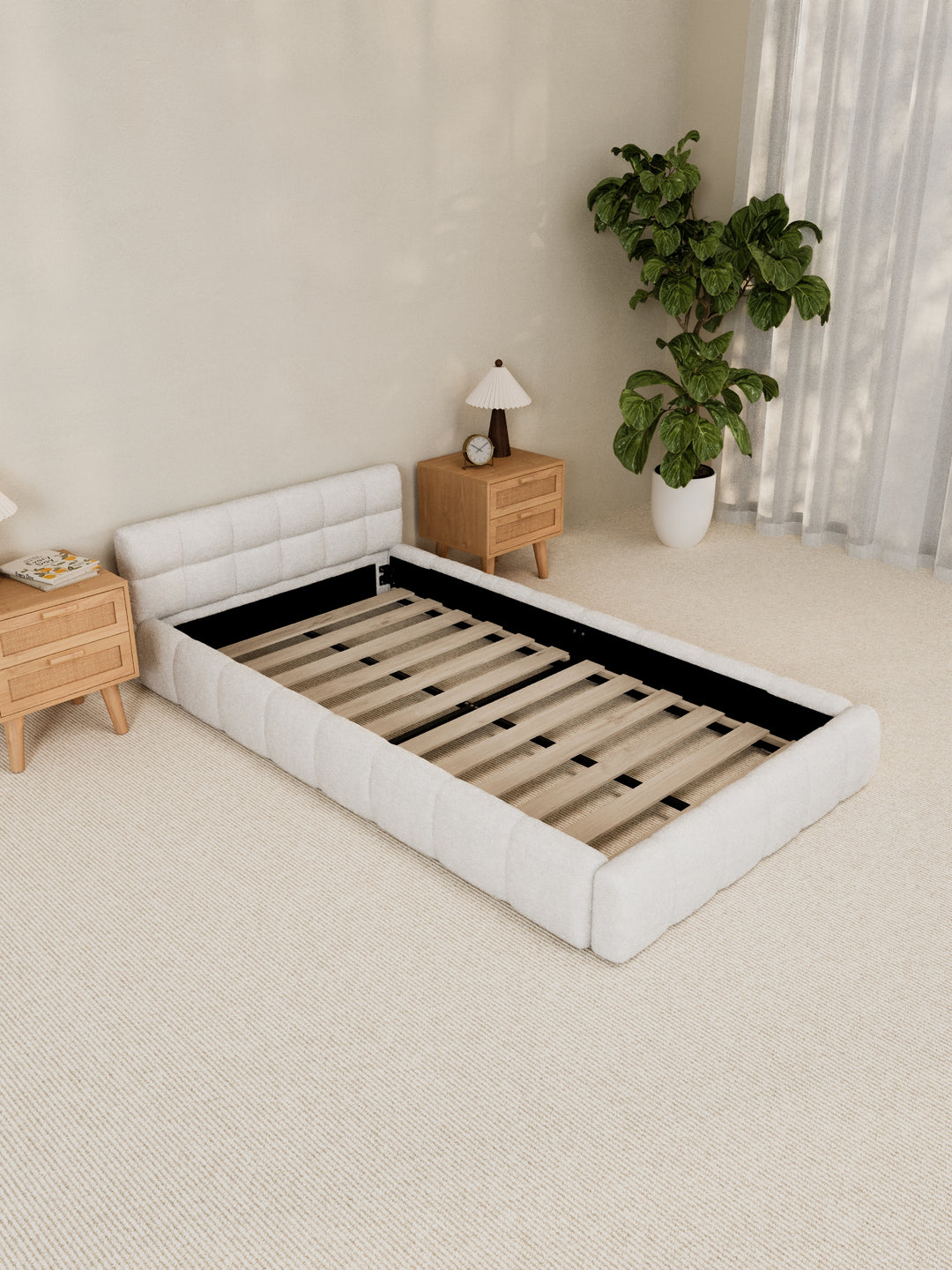 Marshmallow White Cloud Boucle Bed Frame