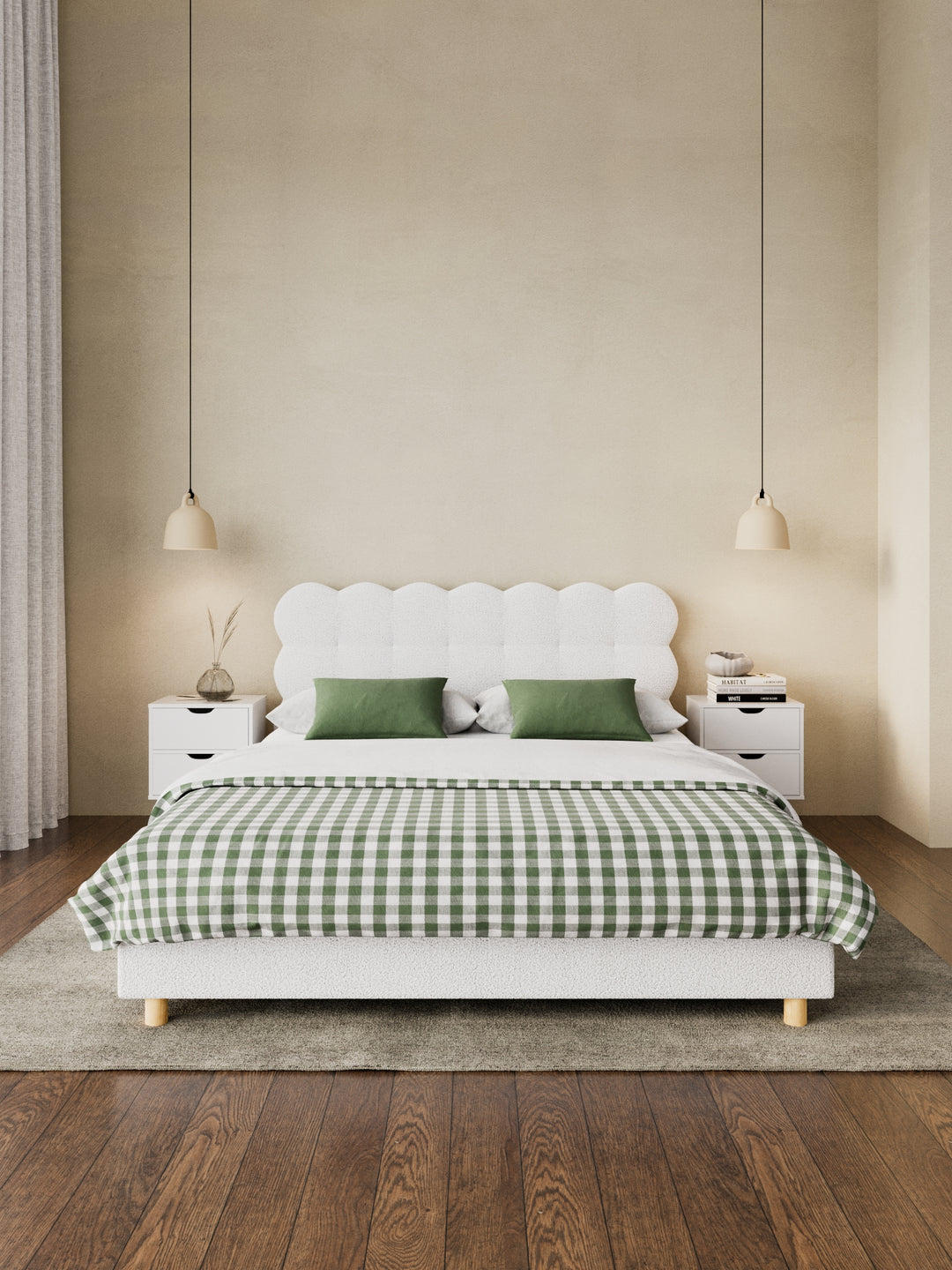 Alysha White Boucle Bed Frame