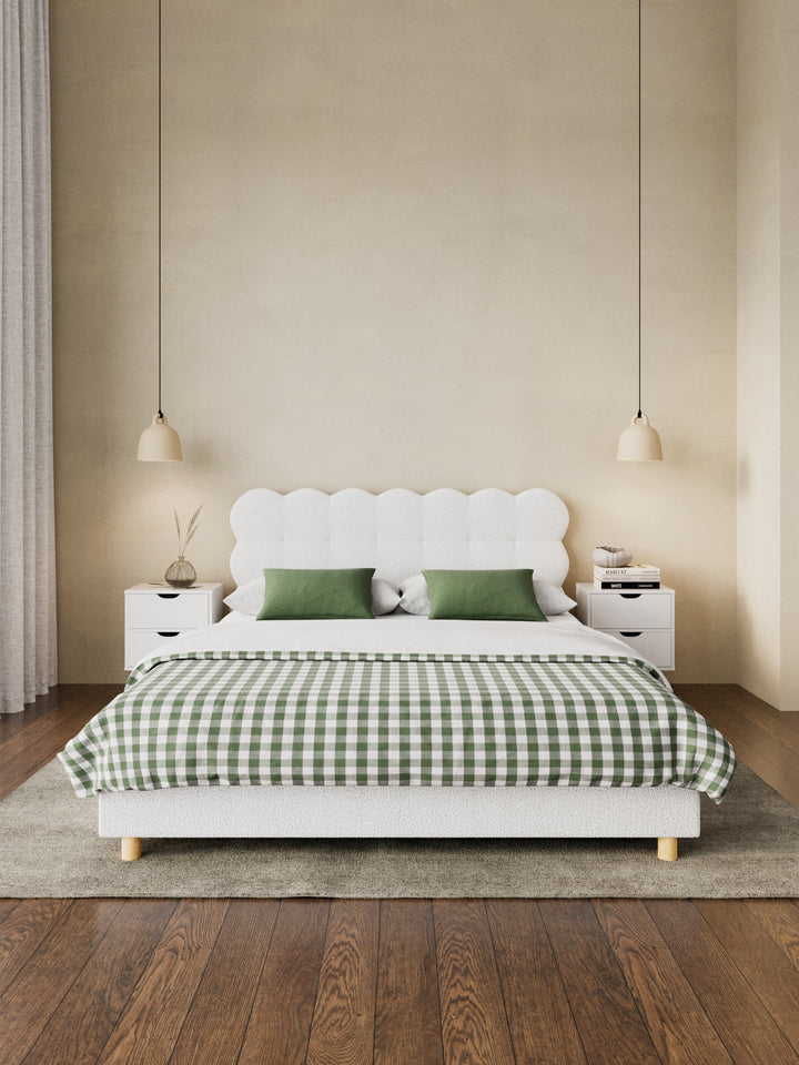 Alysha White Boucle Bed Frame