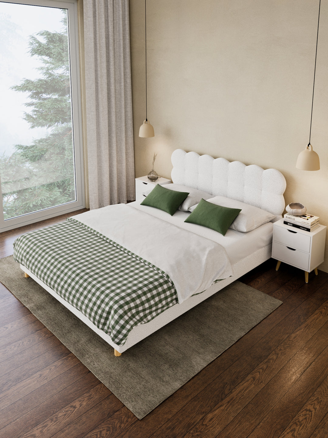 Alysha White Boucle Bed Frame