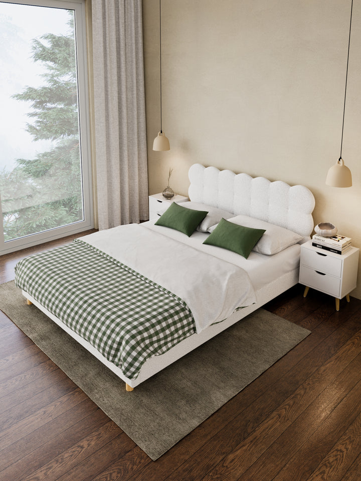 Alysha White Boucle Bed Frame