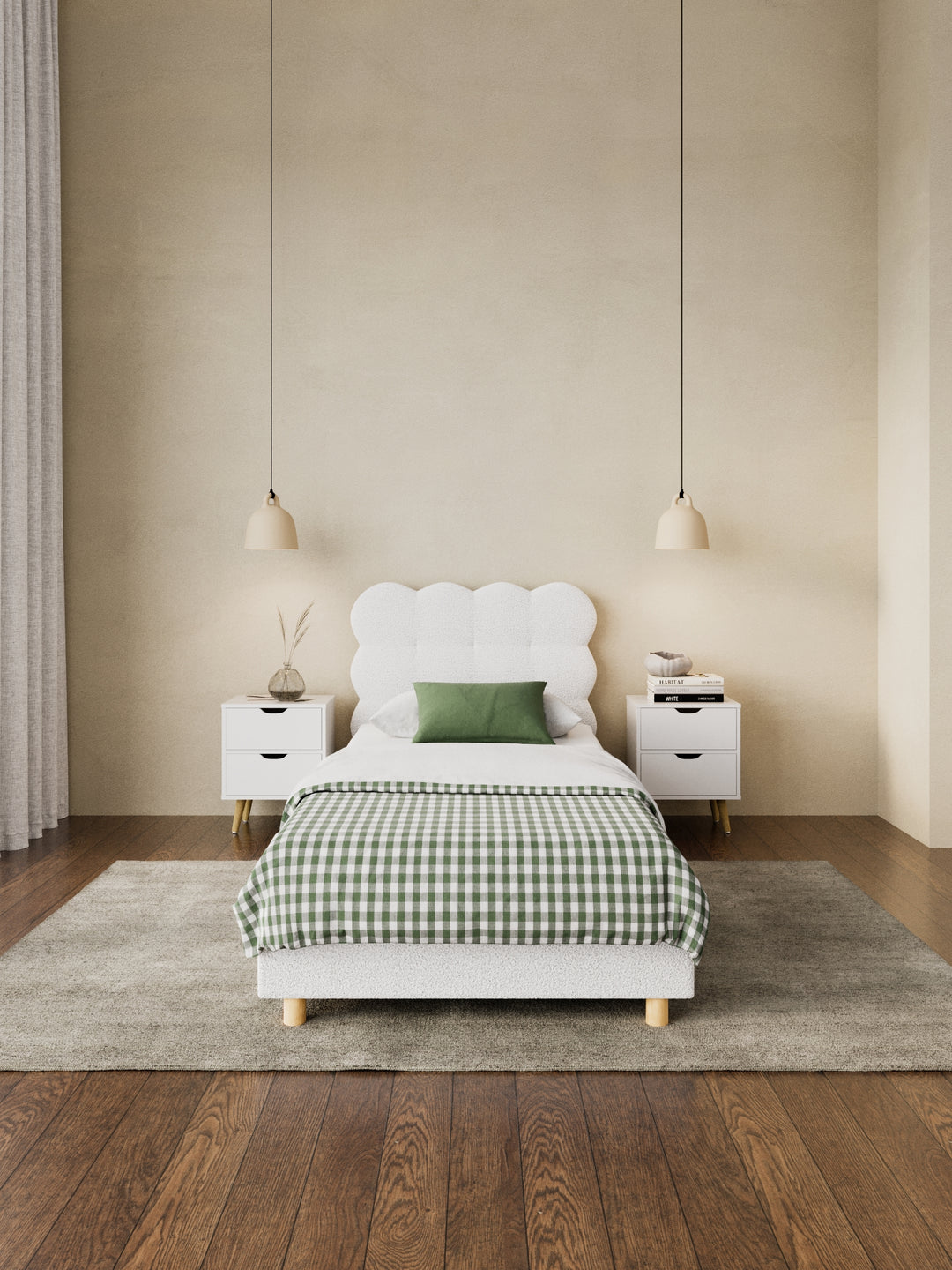 Alysha White Boucle Bed Frame