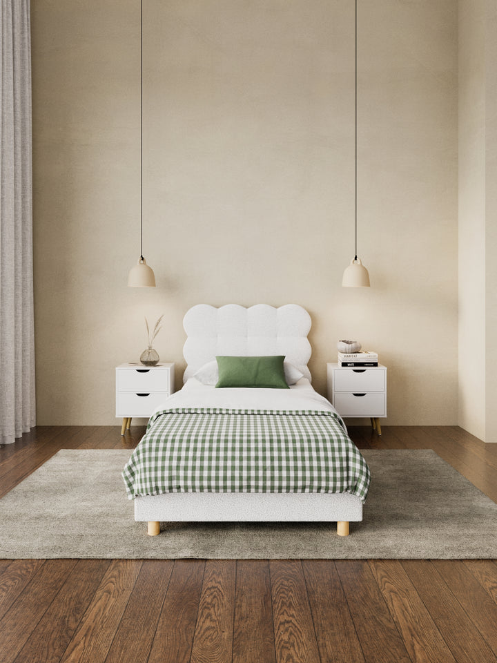 Alysha White Boucle Bed Frame