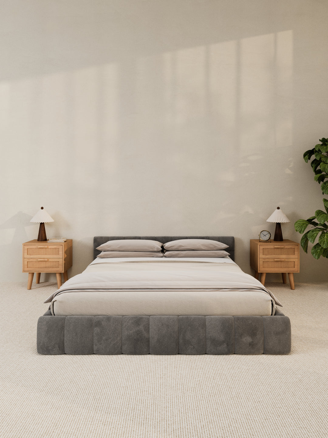 Winnie Grey Velvet Bed Frame