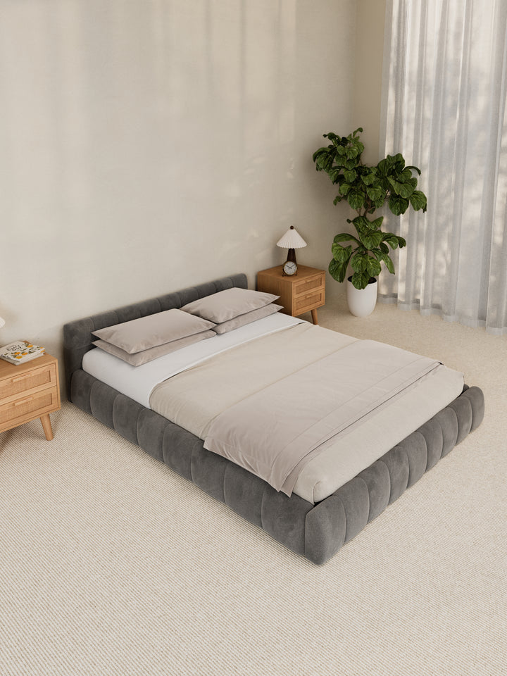 Winnie Grey Velvet Bed Frame