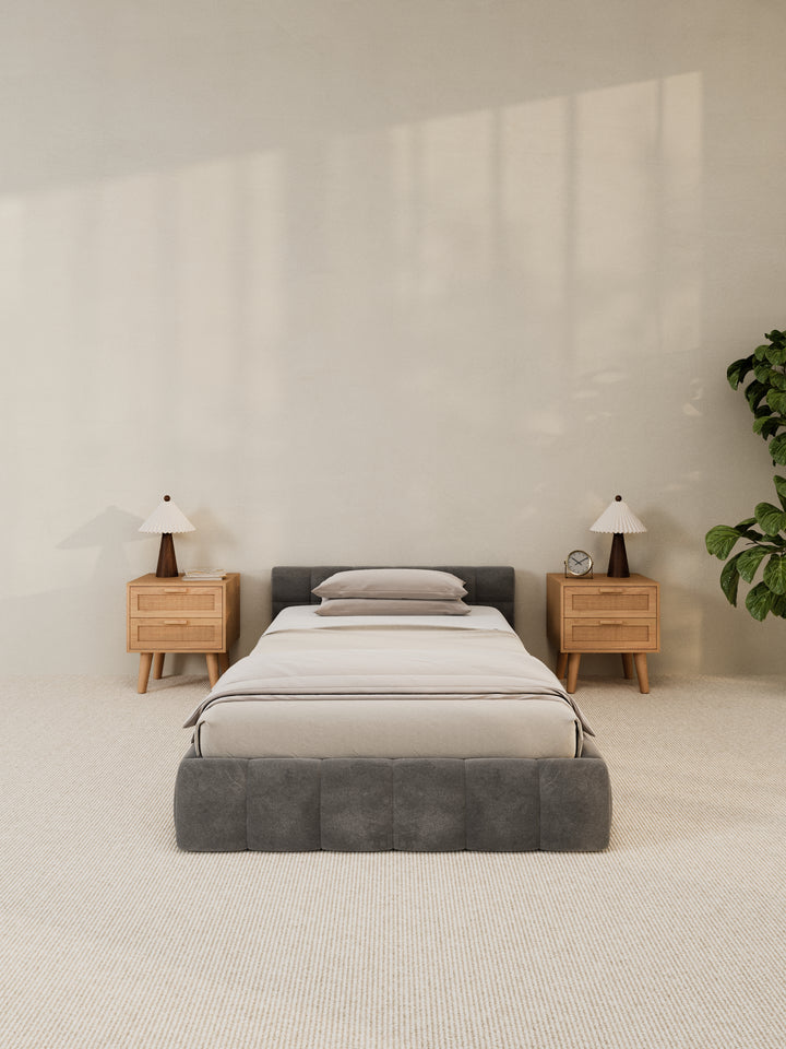 Winnie Grey Velvet Bed Frame