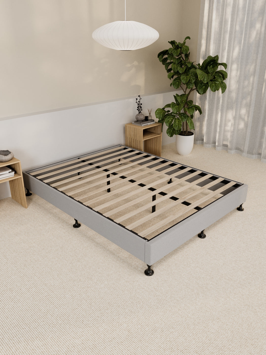 Alexandra Grey Platform Bed Base