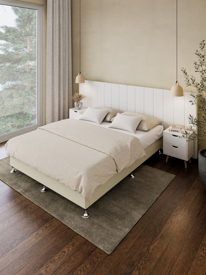 Avalon White Boucle Panel Bedhead