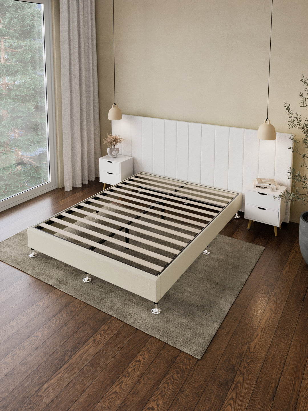 Avalon White Boucle Panel Bedhead